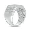 Thumbnail Image 2 of Men's 1/3 CT. T.W. Diamond Squared Multi-Row Ring in Sterling Silver