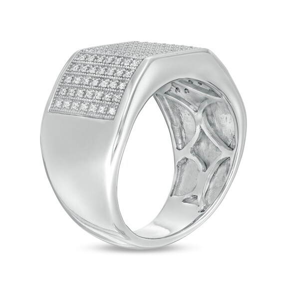 1/3 CT. T.w. Diamond Squared Multi-Row Ring in Sterling Silver