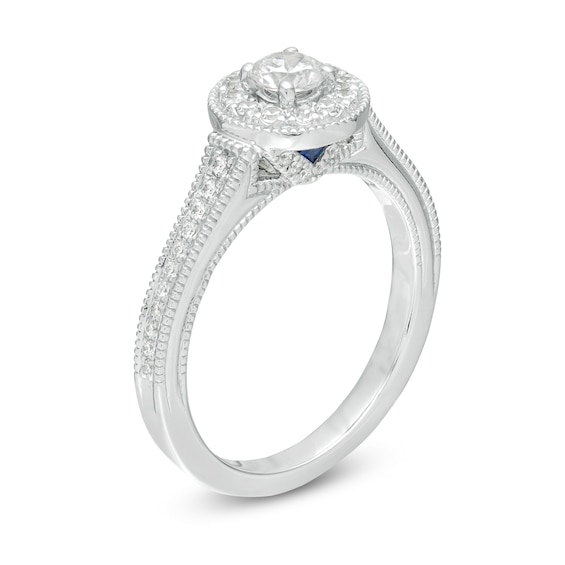 Vera Wang Love Collection 1/2 CT. T.w. Diamond Frame Vintage-Style Engagement Ring 14K White Gold