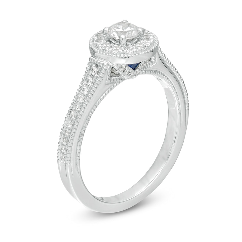Main Image 2 of Vera Wang Love Collection 1/2 CT. T.W. Diamond Frame Vintage-Style Engagement Ring in 14K White Gold