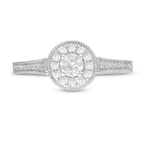 Vera Wang Love Collection 1/2 CT. T.w. Diamond Frame Vintage-Style Engagement Ring 14K White Gold