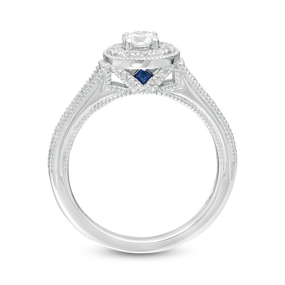 Vera Wang Love Collection 1/2 CT. T.w. Diamond Frame Vintage-Style Engagement Ring 14K White Gold