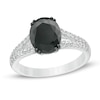 Thumbnail Image 1 of 3-3/8 CT. T.W. Enhanced Black and White Oval Diamond Split Shank Engagement Ring in 10K White Gold