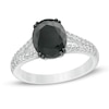 Thumbnail Image 0 of 3-3/8 CT. T.W. Enhanced Black and White Oval Diamond Split Shank Engagement Ring in 10K White Gold