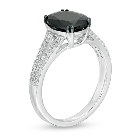 3-3/8 CT. T.w. Enhanced Black and White Oval Diamond Split Shank Engagement Ring in 10K White Gold