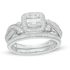 Thumbnail Image 0 of 1/2 CT. T.W. Composite Diamond Crossover Shank Vintage-Style Bridal Set in 10K White Gold