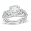 Thumbnail Image 1 of 1/2 CT. T.W. Composite Diamond Crossover Shank Vintage-Style Bridal Set in 10K White Gold