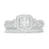 Thumbnail Image 3 of 1/2 CT. T.W. Composite Diamond Crossover Shank Vintage-Style Bridal Set in 10K White Gold