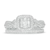 Thumbnail Image 4 of 1/2 CT. T.W. Composite Diamond Crossover Shank Vintage-Style Bridal Set in 10K White Gold