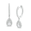 Thumbnail Image 1 of 3/4 CT. T.W. Certified Diamond Pear-Shaped Frame Drop Earrings in 14K White Gold (I/I2)