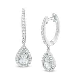 3/4 CT. T.W. Certified Diamond Pear-Shaped Frame Drop Earrings in 14K White Gold (I/I2)
