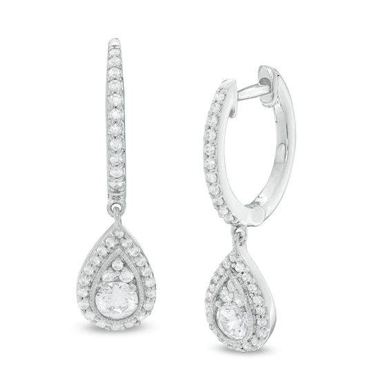 3/4 CT. T.w. Certified Diamond Pear-Shaped Frame Drop Earrings in 14K White Gold (I/I2)