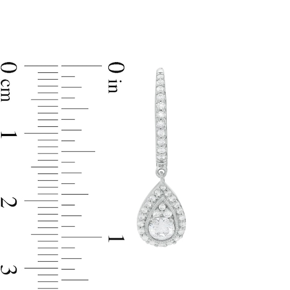 3/4 CT. T.w. Certified Diamond Pear-Shaped Frame Drop Earrings in 14K White Gold (I/I2)