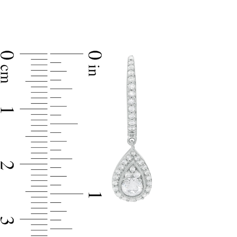 Main Image 3 of 3/4 CT. T.W. Certified Diamond Pear-Shaped Frame Drop Earrings in 14K White Gold (I/I2)