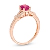 Oval Ruby and 1/6 CT. T.W. Diamond Collar Vintage-Style Ring in 10K Rose Gold