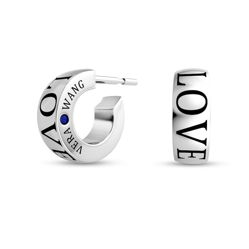 Main Image 1 of Vera Wang Love Collection "LOVE" Huggie Hoop Earrings in Sterling Silver