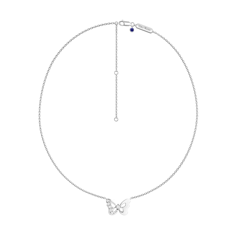 Main Image 1 of Child's Vera Wang Love Collection White Topaz Butterfly Necklace in Sterling Silver