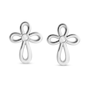 Thumbnail Image 1 of Child's Vera Wang Love Collection White Topaz Cross Stud Earrings in Sterling Silver