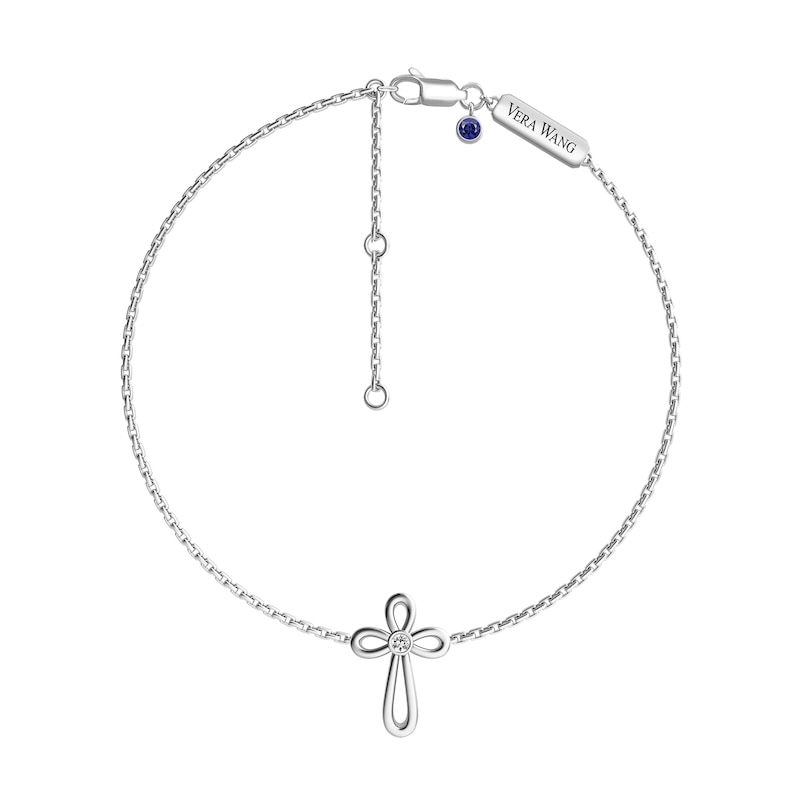 Main Image 1 of Child's Vera Wang Love Collection White Topaz Cross Bracelet in Sterling Silver - 6.0"