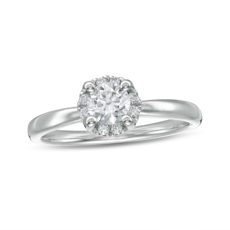 Main Image 1 of 5/8 CT. T.W. Diamond Frame Engagement Ring in 14K White Gold (I/I2)
