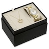 Thumbnail Image 1 of Ladies' Exclusive Bulova Crystal Gold-Tone Watch with Mother-of Pearl Dial and Heart Pendant Box Set (Model: 98X124)