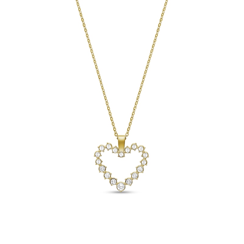 Main Image 3 of Ladies' Exclusive Bulova Crystal Gold-Tone Watch with Mother-of Pearl Dial and Heart Pendant Box Set (Model: 98X124)