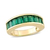 Thumbnail Image 1 of Baguette-Cut Lab-Created Emerald Band in Sterling Silver with Yellow Rhodium