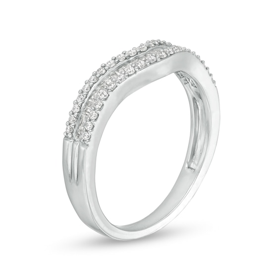 1/3 CT. T.w. Baguette and Round Diamond Contour Anniversary Band in 14K White Gold