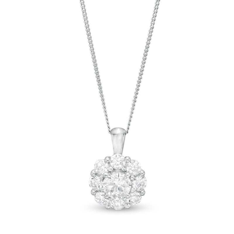 Main Image 1 of 1-1/5 CT. T.W. Certified Diamond Scallop Frame Flower Pendant in 14K White Gold (I/I2)