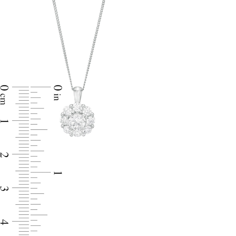 Main Image 4 of 1-1/5 CT. T.W. Certified Diamond Scallop Frame Flower Pendant in 14K White Gold (I/I2)