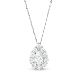 1-5/8 CT. T.W. Certified Pear-Shaped Diamond Scallop Frame Pendant in 14K White Gold (I/I1)