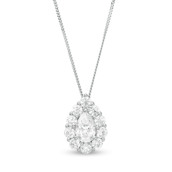 1-5/8 CT. T.w. Certified Pear-Shaped Diamond Scallop Frame Pendant in 14K White Gold (I/I1)
