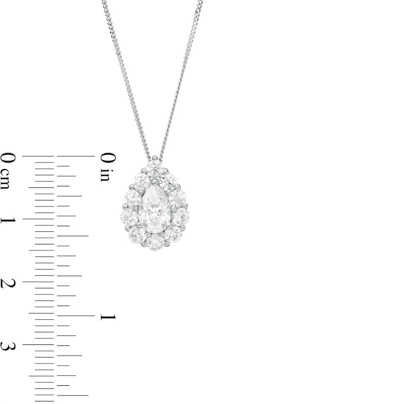 Main Image 4 of 1-5/8 CT. T.W. Certified Pear-Shaped Diamond Scallop Frame Pendant in 14K White Gold (I/I1)