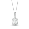 Thumbnail Image 1 of 1 CT. T.W. Certified Emerald-Cut Diamond Octagonal Frame Drop Pendant in 14K White Gold (I/I1)
