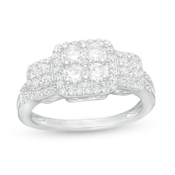 1 CT. T.w. Quad Diamond Past Present FutureÂ® Frame Engagement Ring in 10K White Gold