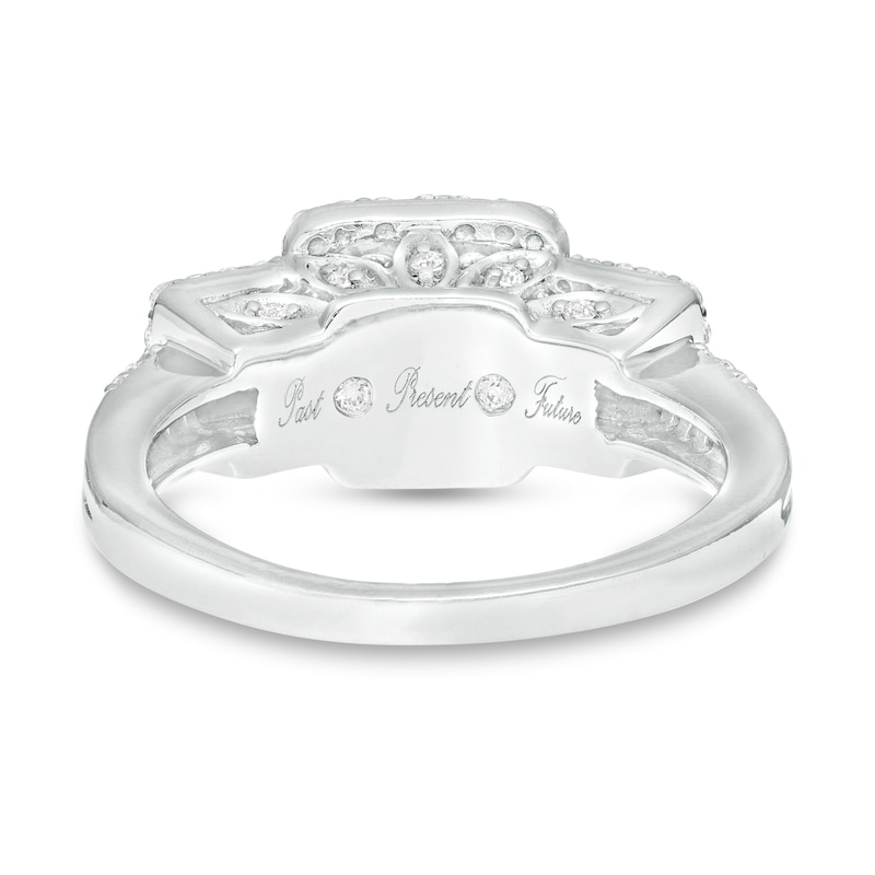 Main Image 4 of 1 CT. T.W. Quad Diamond Past Present Future® Frame Engagement Ring in 10K White Gold