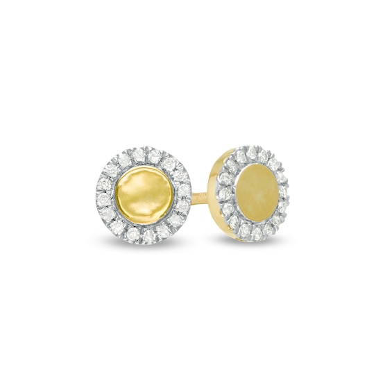 1/20 CT. T.w. Diamond Circle Frame Stud Earrings in 10K Gold