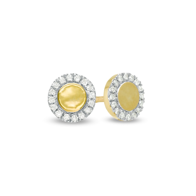 1/20 CT. T.W. Diamond Circle Frame Stud Earrings in 10K Gold