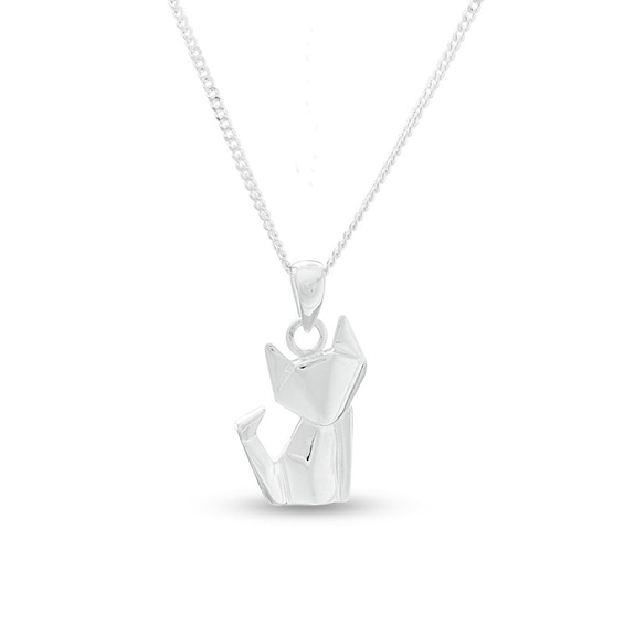 Origami Cat Pendant in Sterling Silver