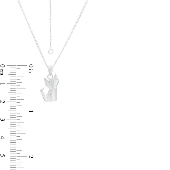 Origami Cat Pendant in Sterling Silver