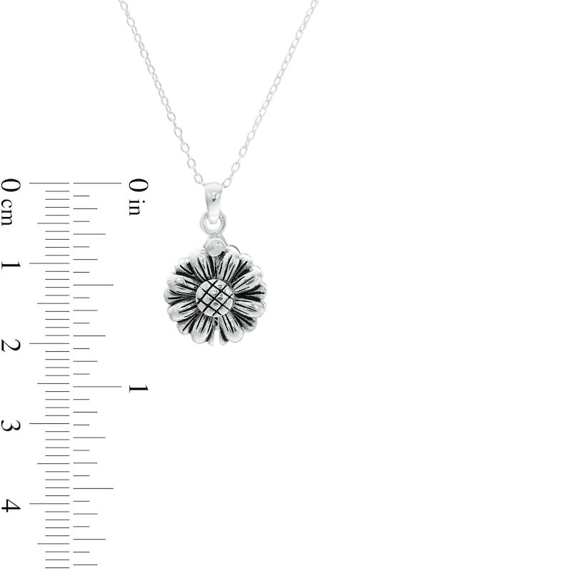 Oxidized "My Sunshine" Opening Sunflower Pendant in Sterling Silver