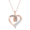 Thumbnail Image 0 of 1/5 CT. T.W. Champagne and White Diamond Heart Loop Pendant in 10K Rose Gold