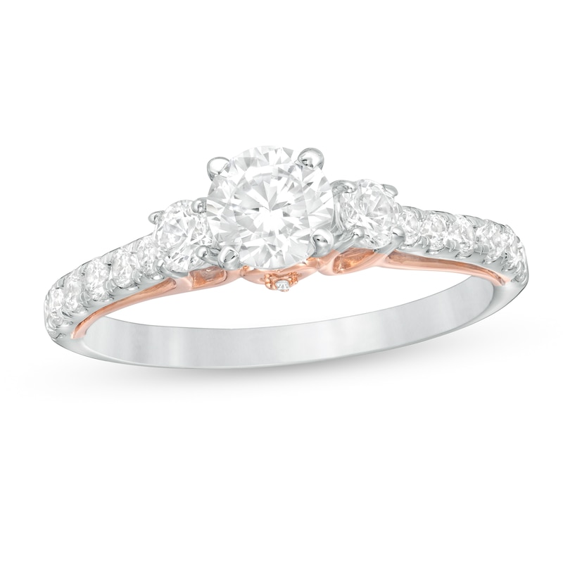 Main Image 1 of 1 CT. T.W. Diamond Three Stone Engagement Ring in 10K Two-Tone Gold
