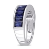 Thumbnail Image 2 of Baguette-Cut Lab-Created Blue Sapphire Band in Sterling Silver