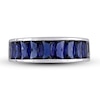 Thumbnail Image 3 of Baguette-Cut Lab-Created Blue Sapphire Band in Sterling Silver