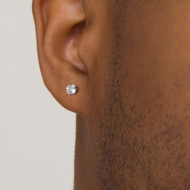 Main Image 2 of Vera Wang Men 1/2 CT. T.W. Diamond Solitaire Stud Earrings in 10K White Gold