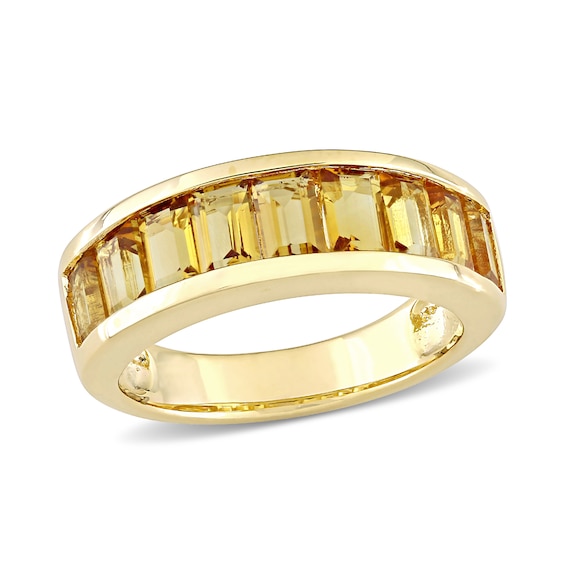 Baguette-Cut Citrine Band Sterling Silver with Yellow Rhodium