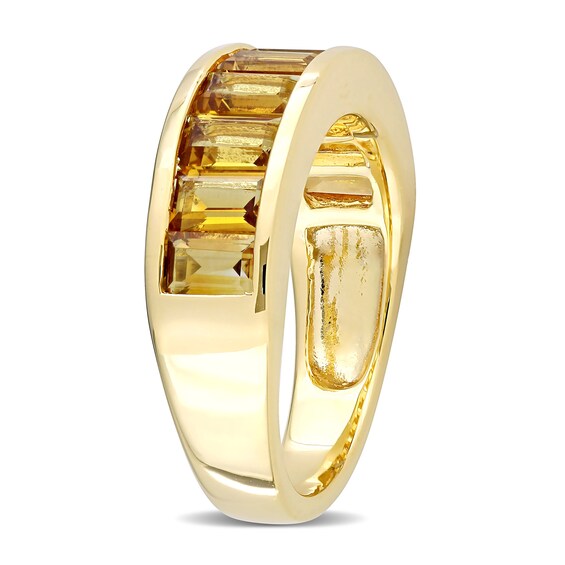Baguette-Cut Citrine Band Sterling Silver with Yellow Rhodium