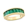 Thumbnail Image 0 of Baguette-Cut Lab-Created Emerald Band in Sterling Silver with Yellow Rhodium