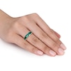 Thumbnail Image 1 of Baguette-Cut Lab-Created Emerald Band in Sterling Silver with Yellow Rhodium